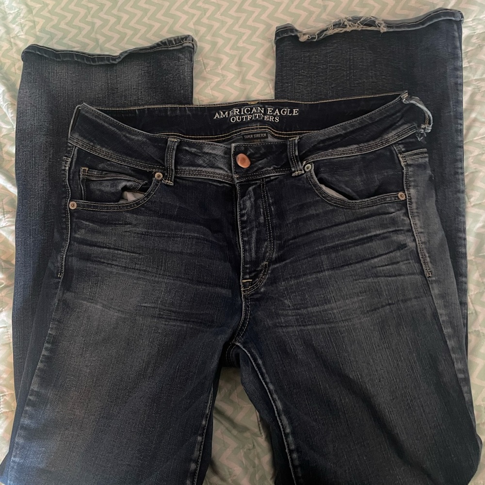 New American eagle bootcut jeans- only worn once. One of the belt loops broke